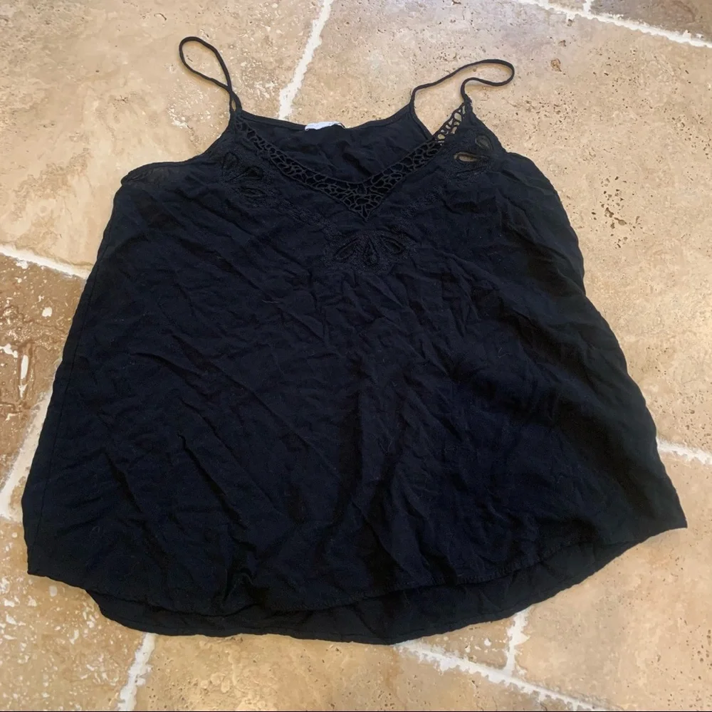 Zara B W Collection Embroidered Tank Black S Cutout Embroidery